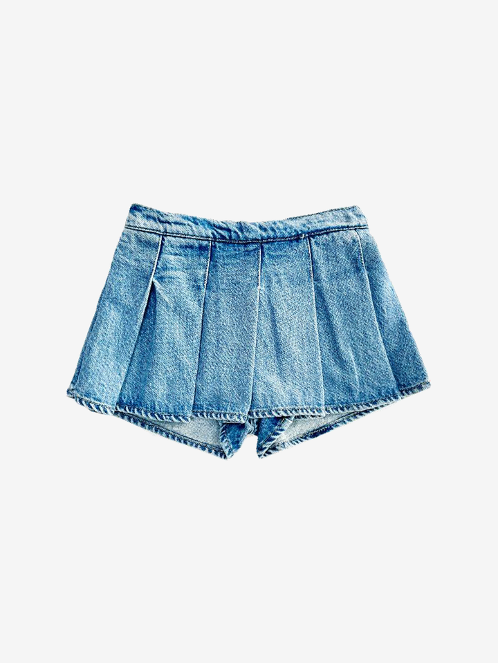 Blu & Blue Olivia Pleated Jean Skort