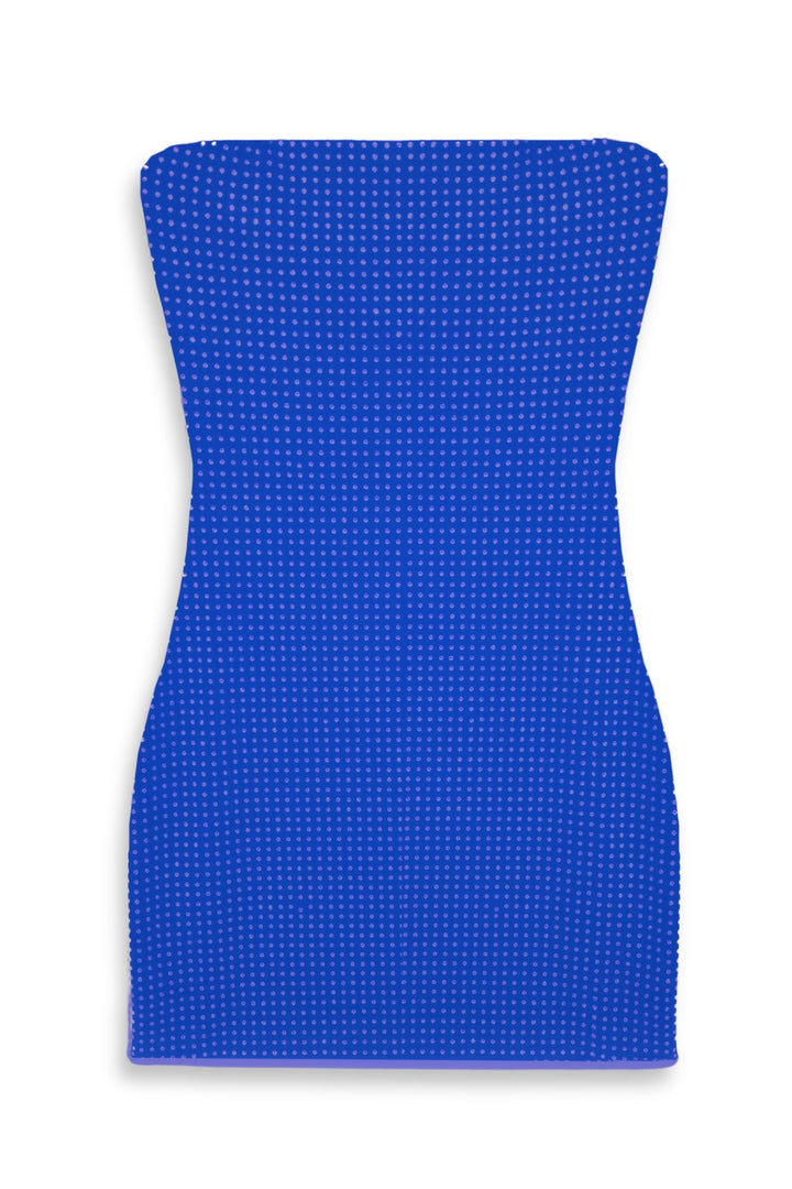 KatieJ Rhinestone Tube Top Dress, Cobalt
