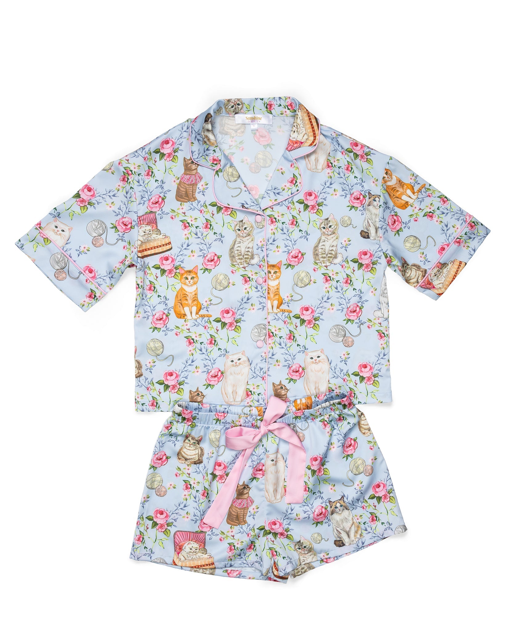 Sunshine Society Silky House Cats Lounge/Pajama Set