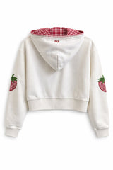 KatieJ Tween Leah Applique Crop Zip, Strawberry Applique