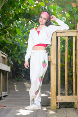 KatieJ Tween Leah Applique Crop Zip, Strawberry Applique