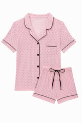 KatieJ Lynn Short Pajama Set, Pink Mirco Dot Print