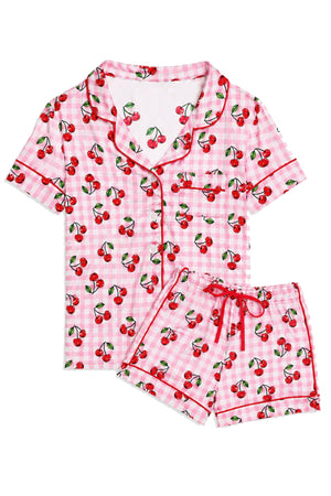 KatieJ Lynn Short Pajama Set, Cherry Gingham