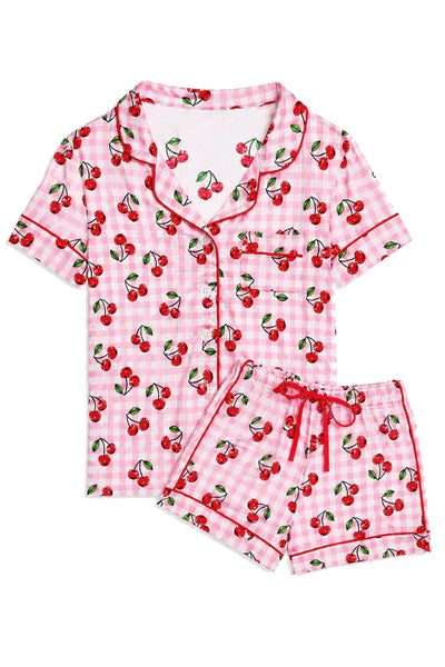 KatieJ Lynn Short Pajama Set, Cherry Gingham