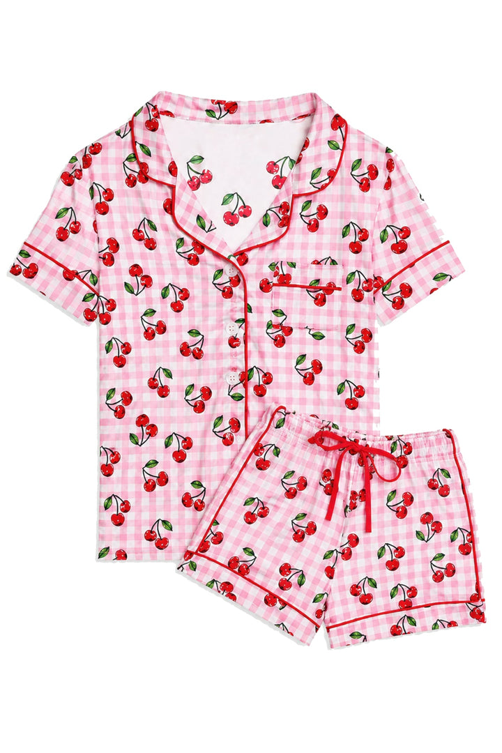 KatieJ Lynn Short Pajama Set, Cherry Gingham