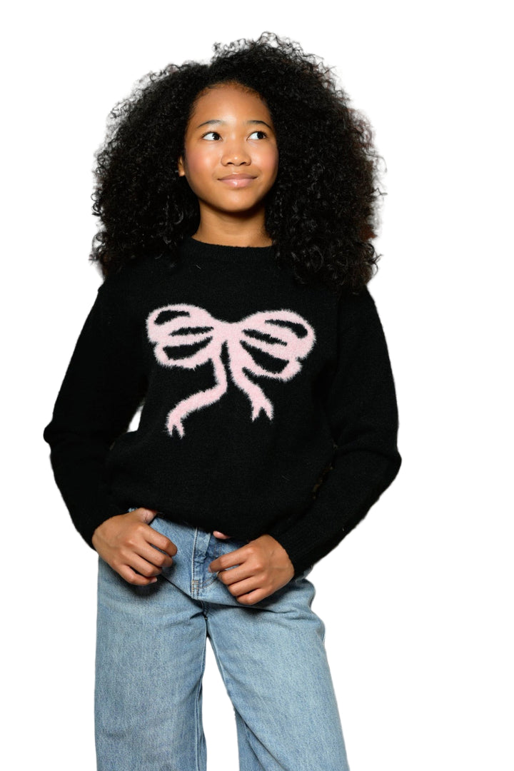 KatieJ Maggie Pink Bow Sweater, Black