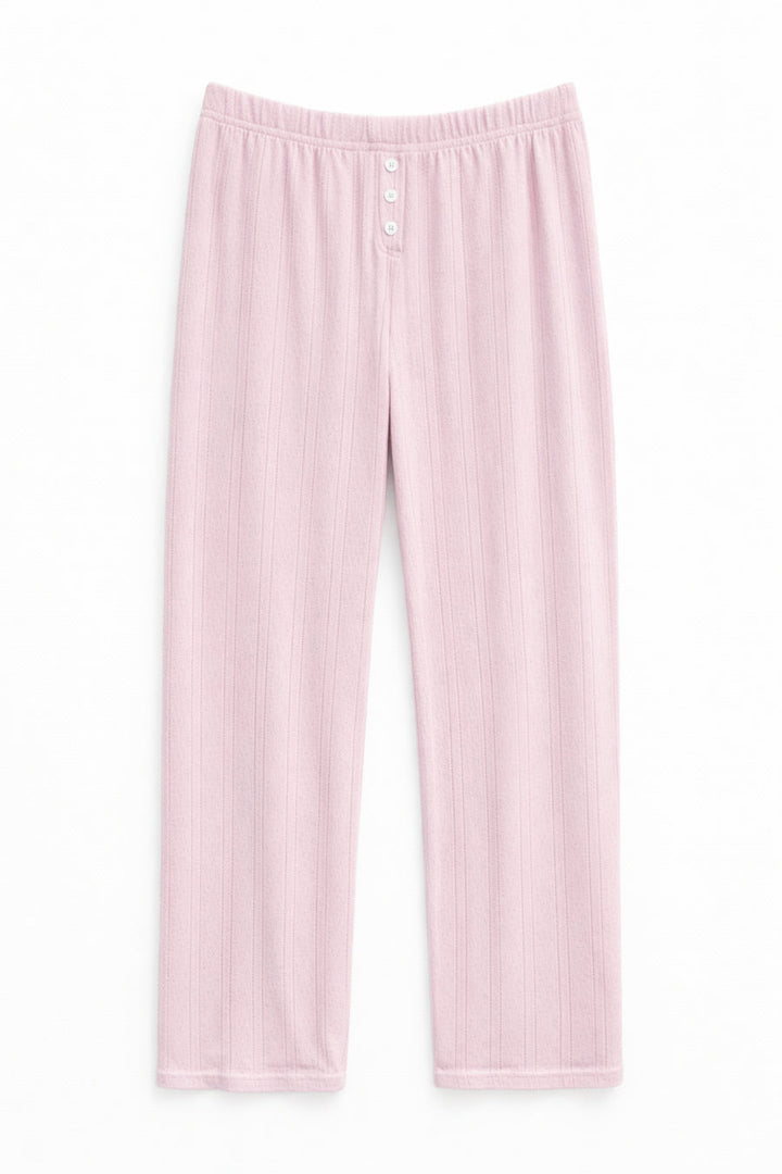 KatieJ Marina Pointelle Pants, Pale Pink