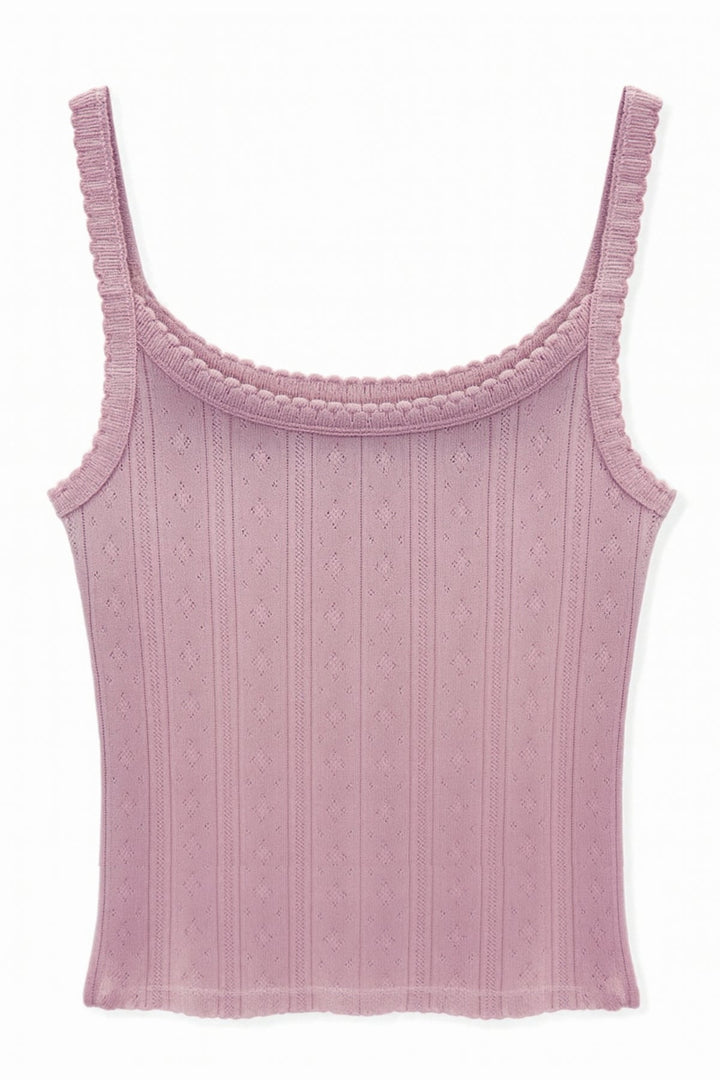KatieJ Marina Solid Pointelle Tank Top