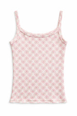 KatieJ Marina Printed Pointelle Tank, Picot Edge Heart