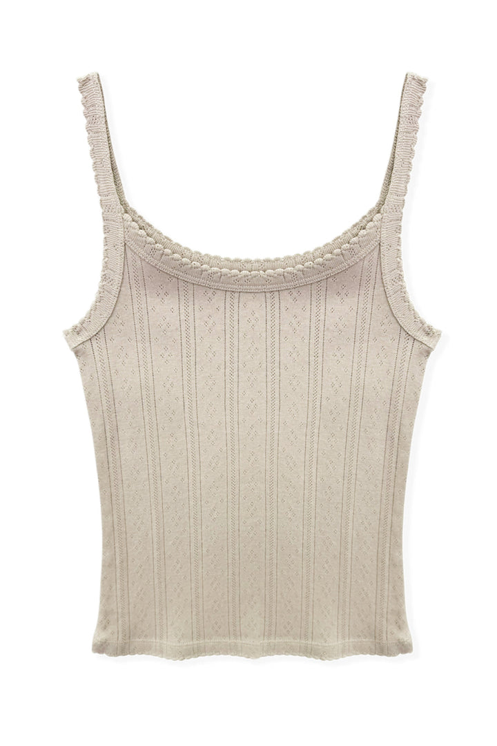 KatieJ Marina Solid Pointelle Tank Top