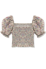 KatieJ Marlee Puff Sleeve Top, Mulberry Bouquet