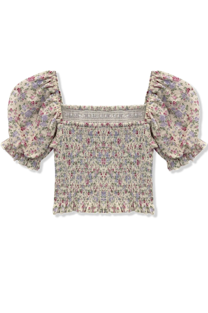 KatieJ Marlee Puff Sleeve Top, Mulberry Bouquet