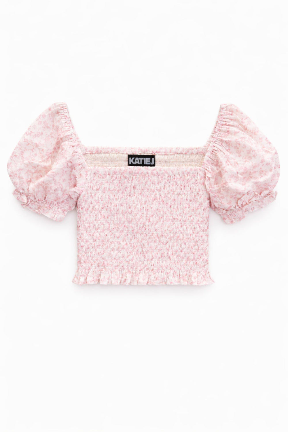 KatieJ Marlee Puff Sleeve Top, Pink Mini Toile