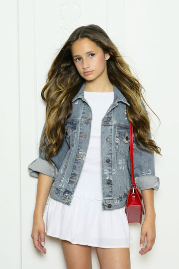 KatieJ Montauk Bow Print Jean Jacket