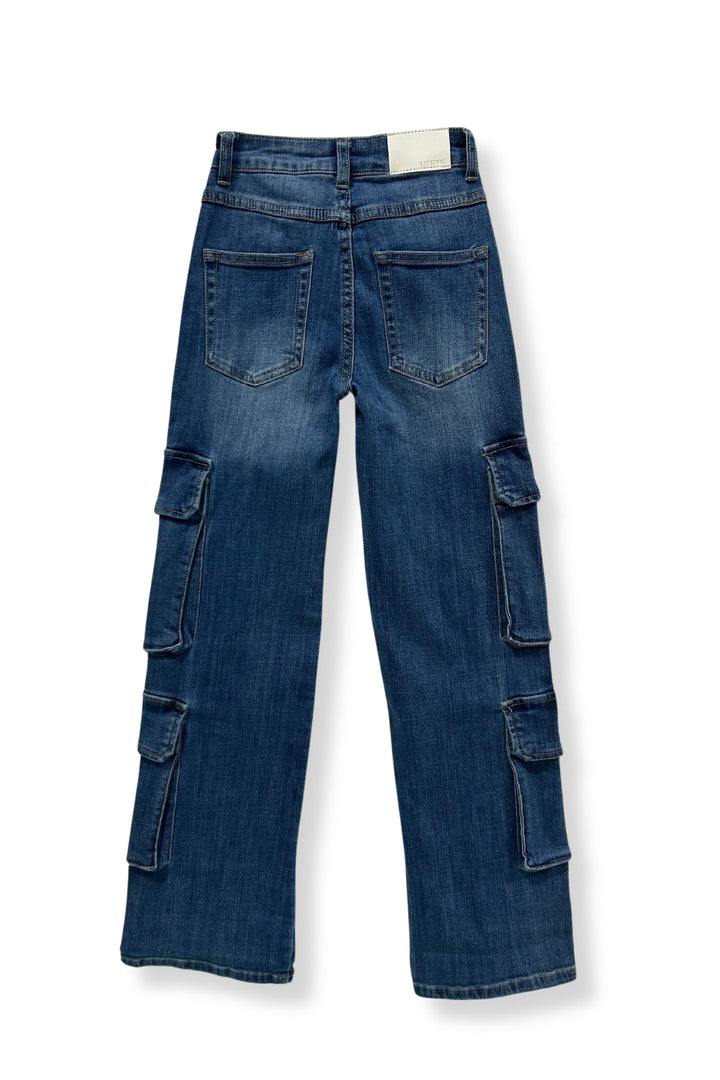KatieJ Nashville Cargo Jeans, Mid Wash Denim