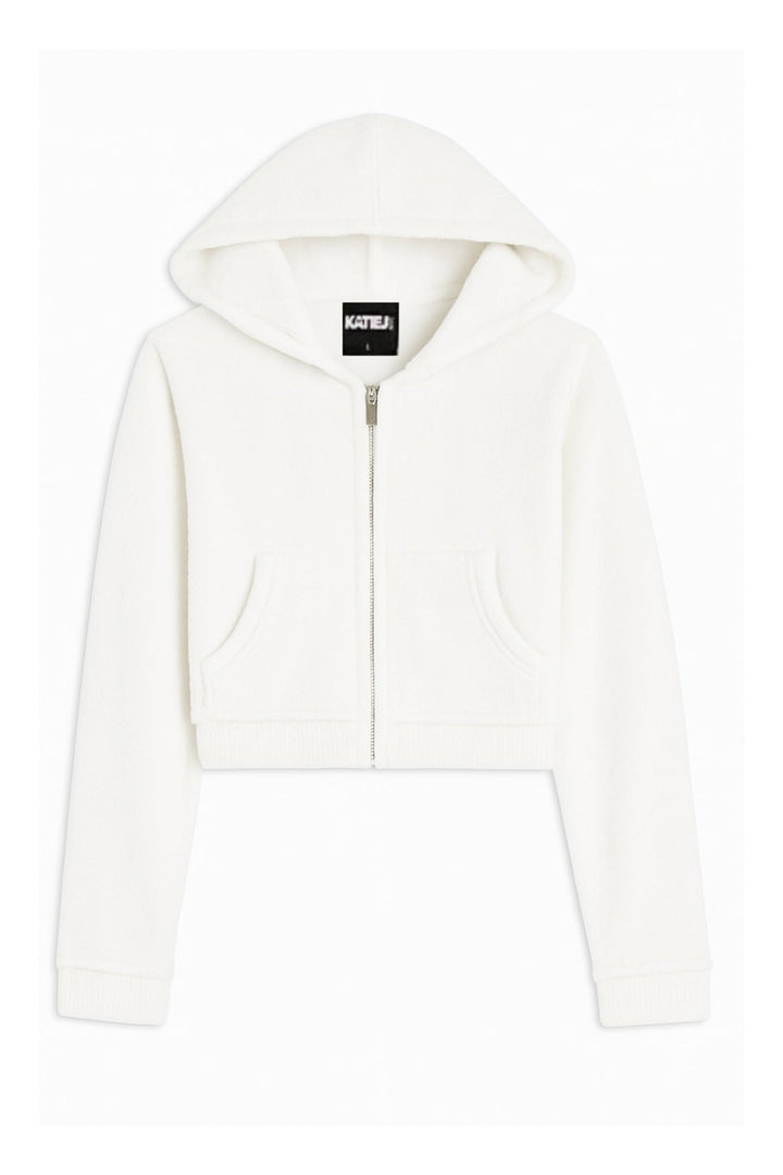 KatieJ Parker Cozy Zip Up Hoodie, White