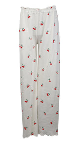 fbz Off-White Pointelle Pant with Cherries