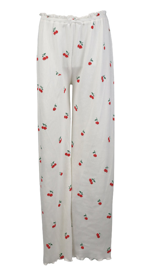 fbz Off-White Pointelle Pant with Cherries