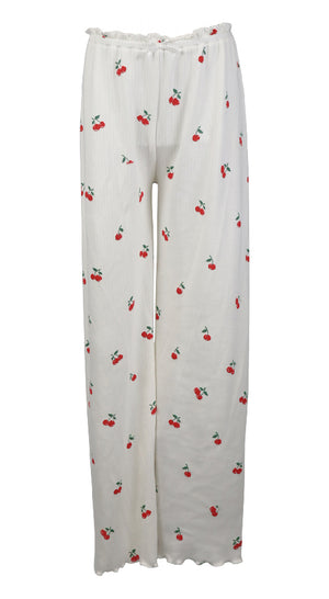 fbz Off-White Pointelle Pant with Cherries