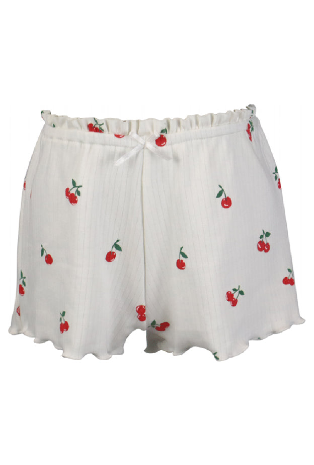 fbz Off-White Pointelle Shorts with Cherries