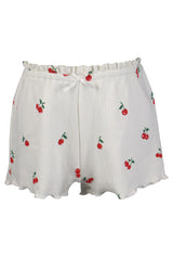 fbz Off-White Pointelle Shorts with Cherries
