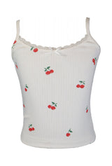 fbz Off White Pointelle Cami Tank with Cherries