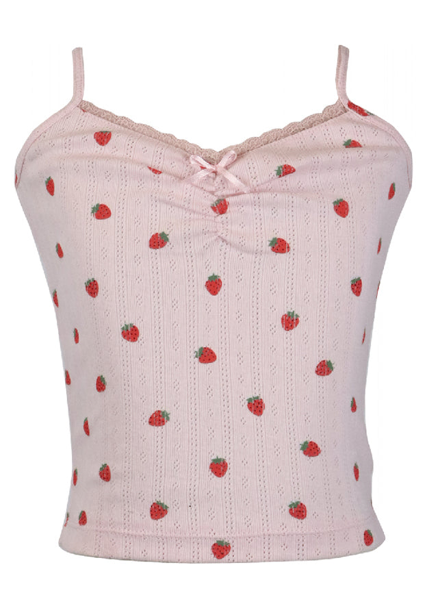 fbz Pink Strawberry Pointelle Cami Top