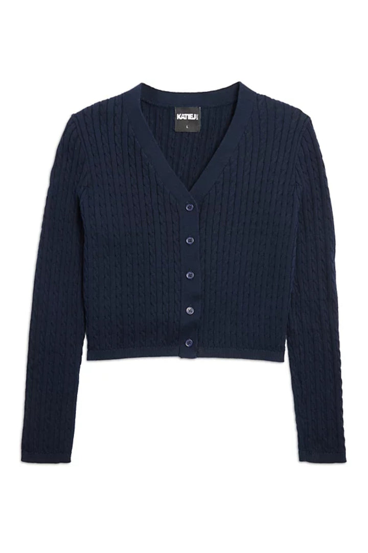 KatieJ Tween Rory Crewneck Cardigan, Navy