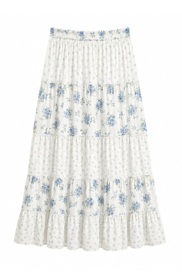 KatieJ Roya Maxi Skirt, White Floral
