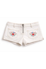 KatieJ Santa Fe Denim Embroidered Short