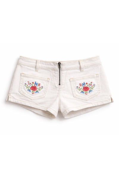 KatieJ Santa Fe Denim Embroidered Short