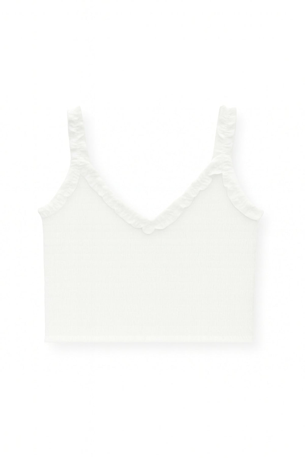 KatieJ Shari Smocked Crop Solid Top