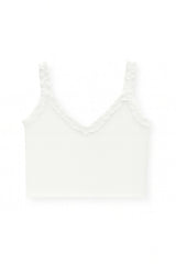 KatieJ Shari Smocked Crop Solid Top