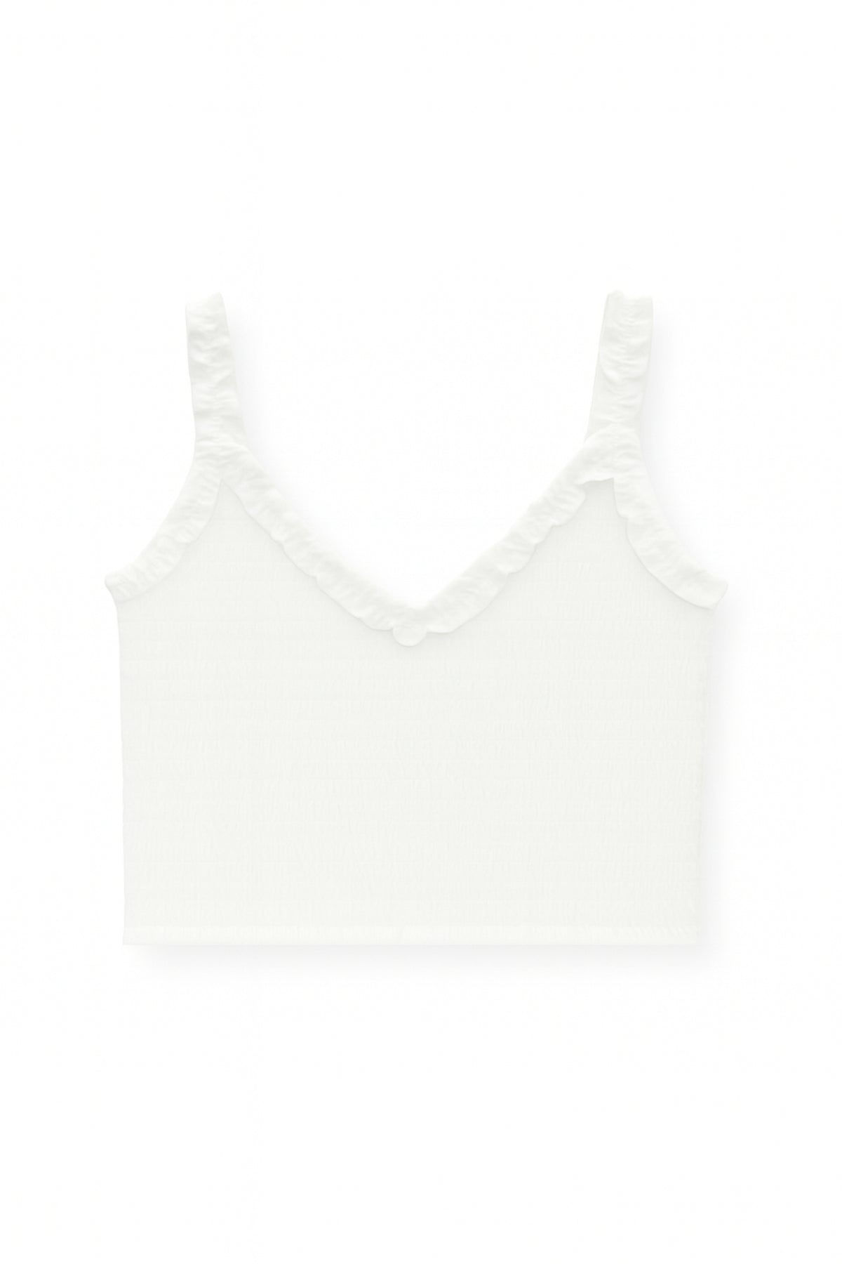 KatieJ Shari Smocked Crop Solid Top