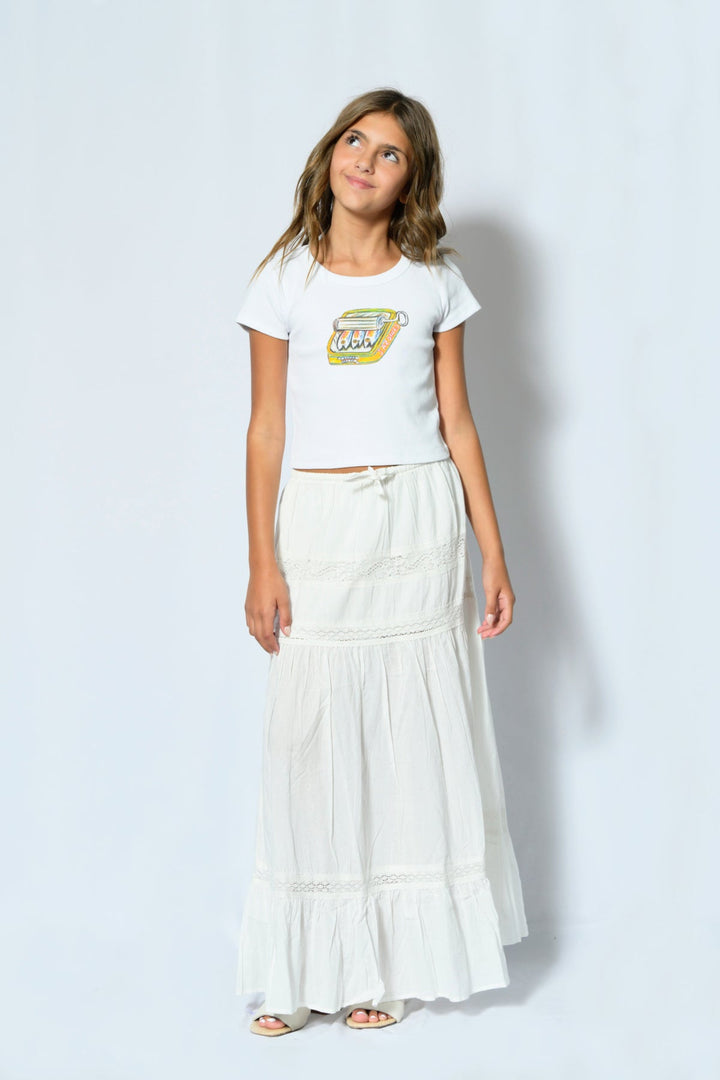 KatieJ Sofie Tiered Maxi Solid Skirt