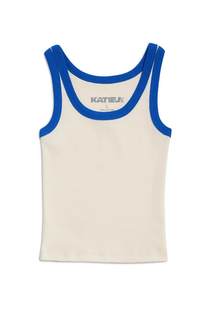 KatieJ Tween Spencer Camp Retro Contrast Trim Tank, Camp Edition
