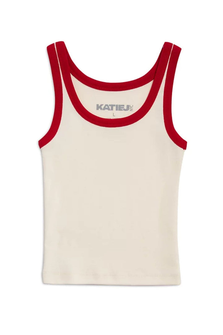 KatieJ Tween Spencer Camp Retro Contrast Trim Tank, Camp Edition