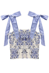 KatieJ Sunny Tie Top, Glacier Floral