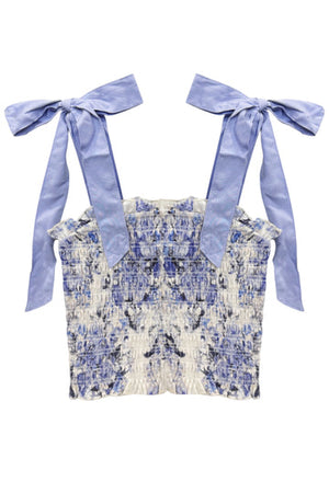KatieJ Sunny Tie Top, Glacier Floral