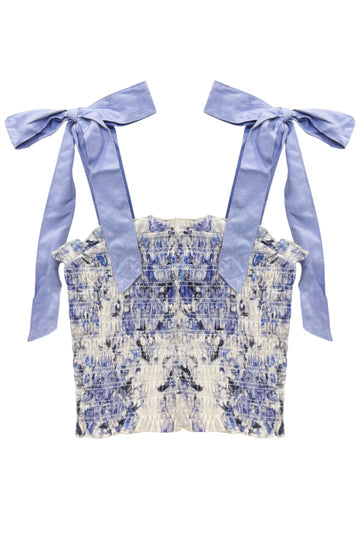 KatieJ Sunny Tie Top, Glacier Floral