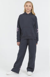 Vintage Havana Graphite Pullover Hoody with Bow Puff Print