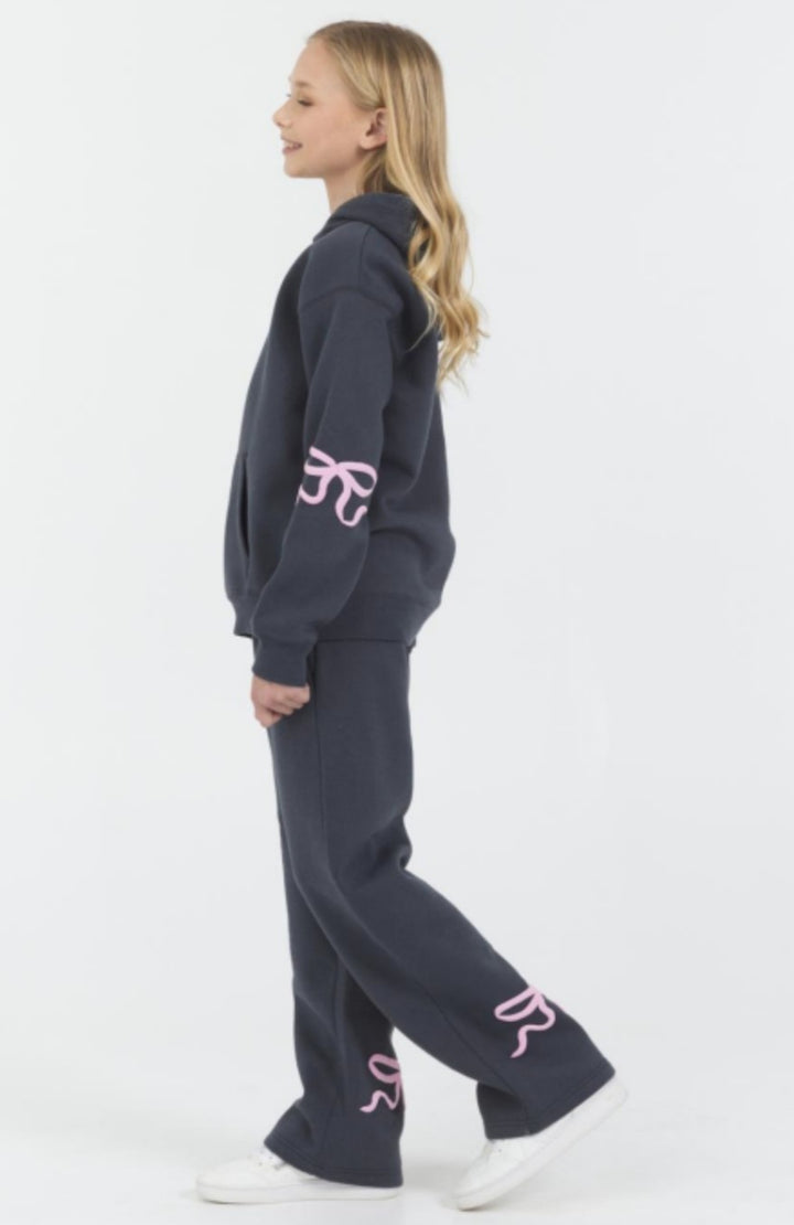 Vintage Havana Graphite Pullover Hoody with Bow Puff Print