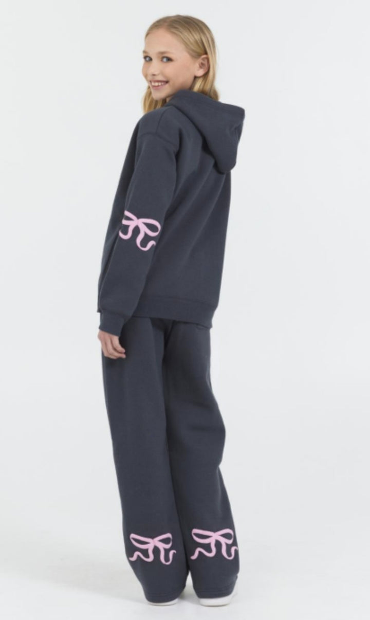 Vintage Havana Graphite Pullover Hoody with Bow Puff Print
