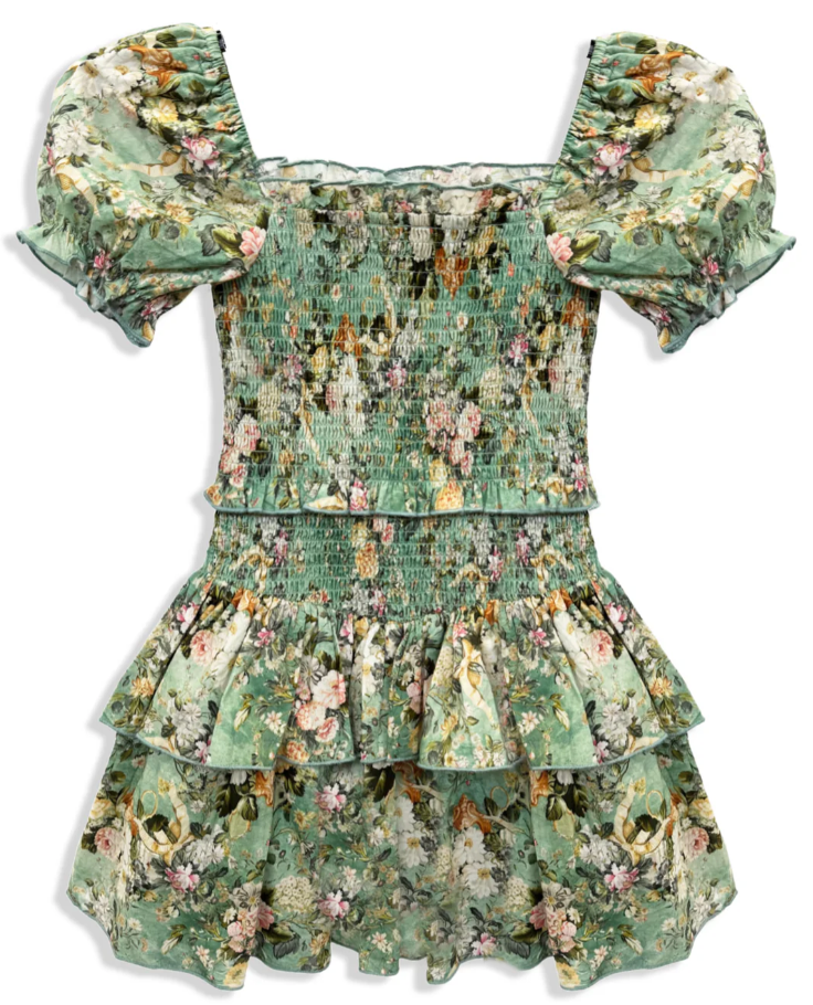 KatieJ Lainey Dress, Sage Baroque Floral