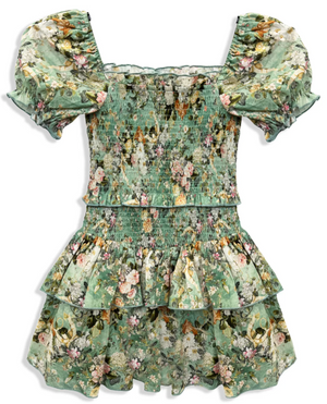 KatieJ Lainey Dress, Sage Baroque Floral