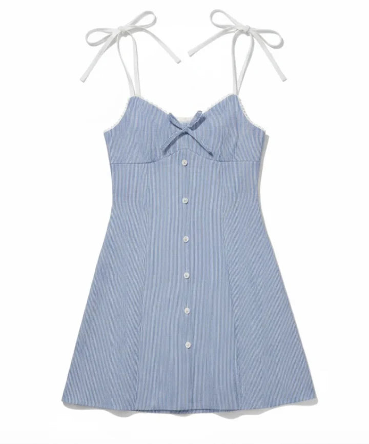 KatieJ Daria Dress, Blue Seersucker Stripe