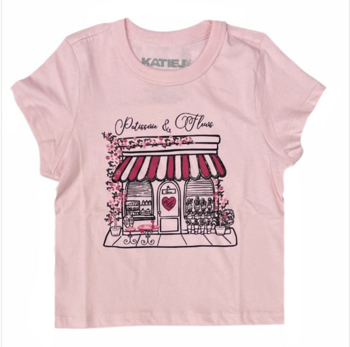 KatieJ Bakery Boxy Baby Tee, Baby Pink