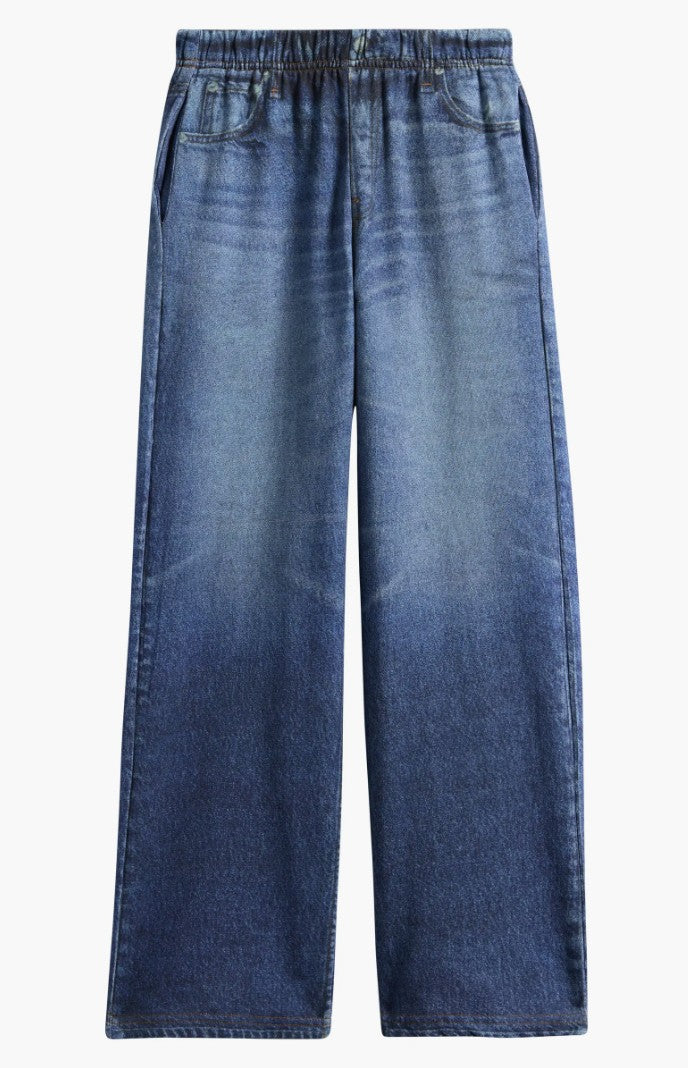 Vintage Havana Faux Denim Elastic Waist Pant