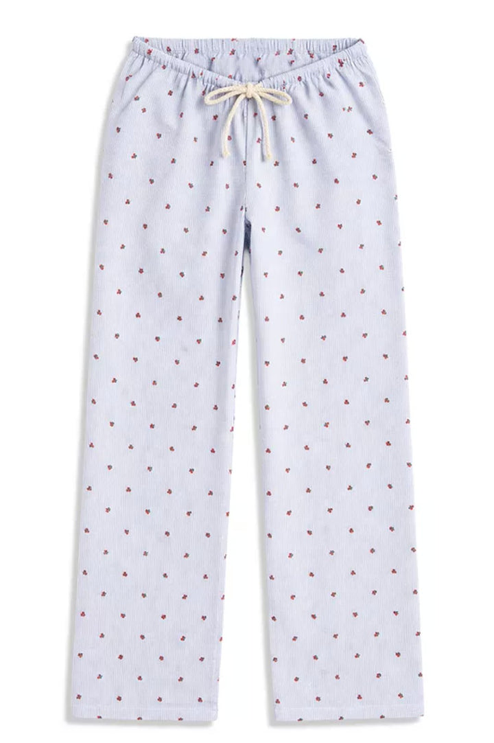 KatieJ Capri Striped Lounge Pants, Cherry Seersucker Stripe
