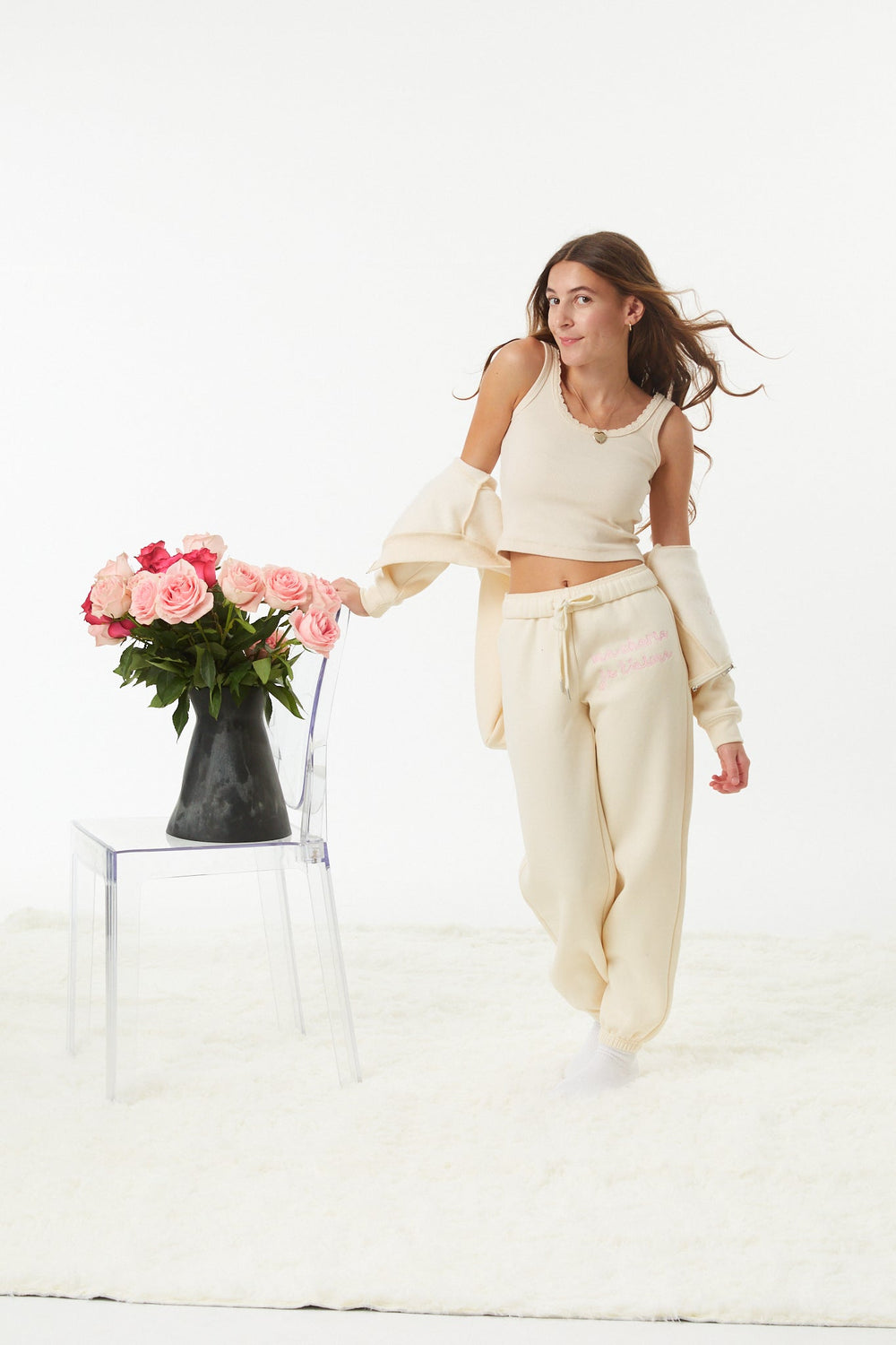 Theme NYC Winter White French Terry Jogger, Ma Cherie